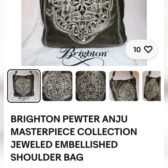Brighton Metallic Pewter Anju Masterpiece Collection Leather Shoulder Bag EUC - Picture 13 of 13